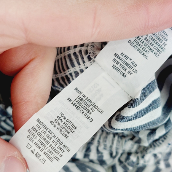 New Aerie Woven Pretty Long Sleeve Stripped Cropped Top P1794 - Picture 8 of 9